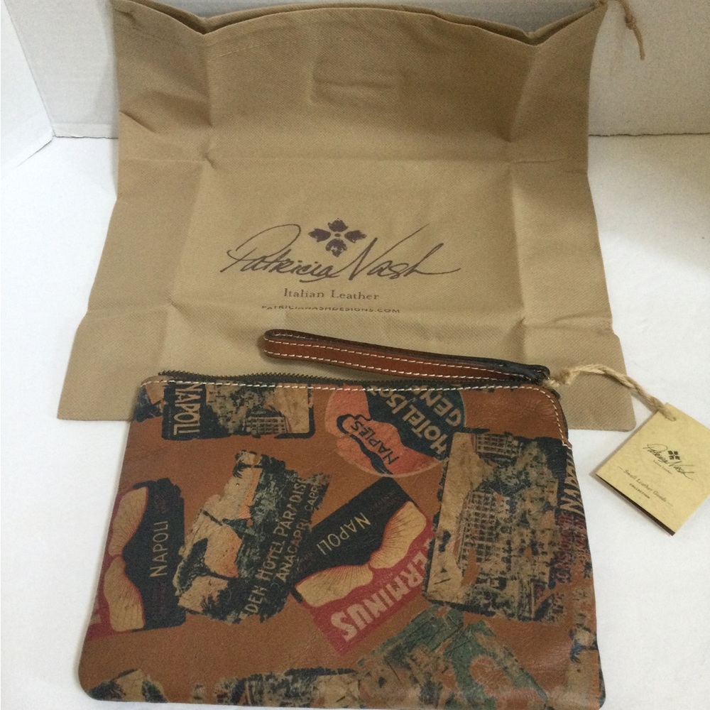 NWT Patricia Nash Cassini Leather Travel Wristlet Clutch With Dust Bag